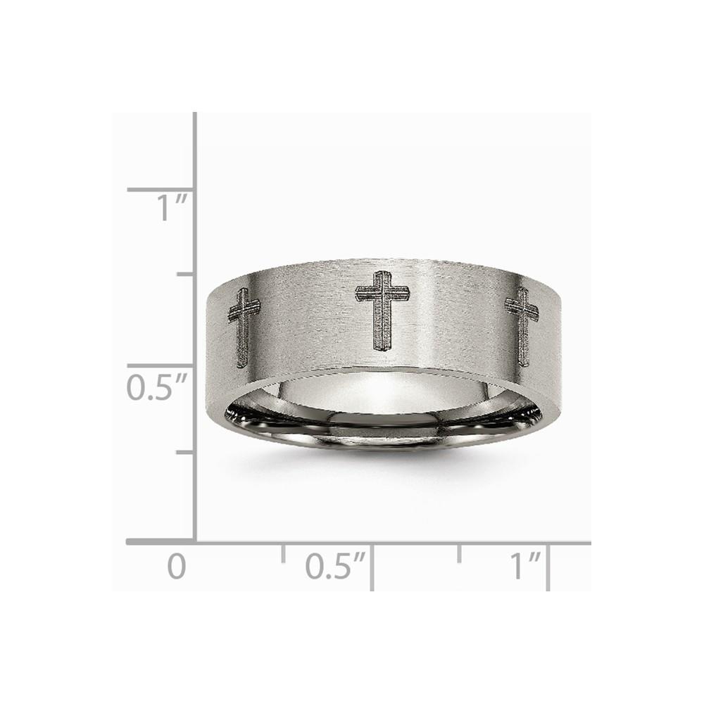 Jewelryweb Titanium Flat 8mm Brushed Band Ring - Size 13