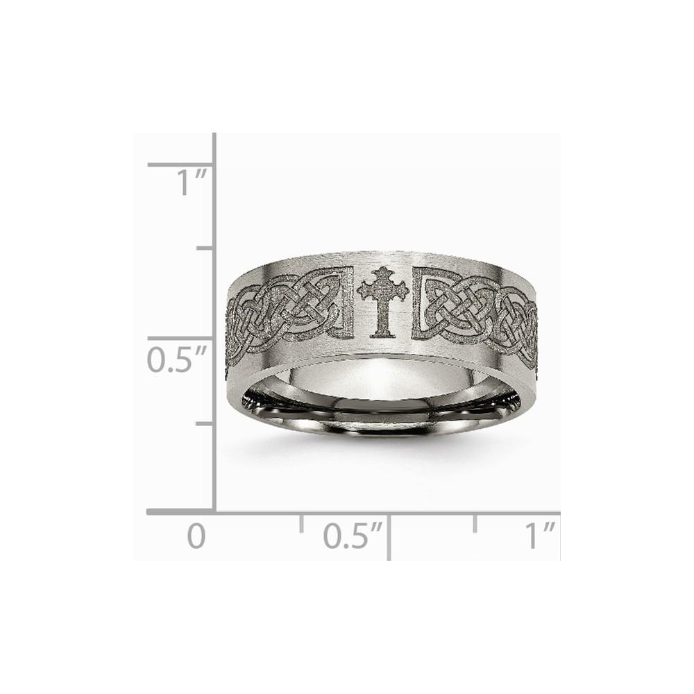 Jewelryweb Titanium Flat 8mm Brushed Band Ring - Size 8