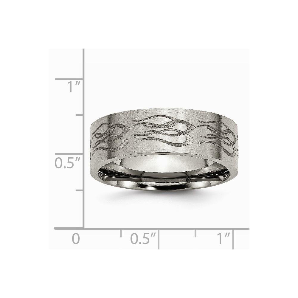 Jewelryweb Titanium Flat 8mm Brushed Band Ring - Size 10.5