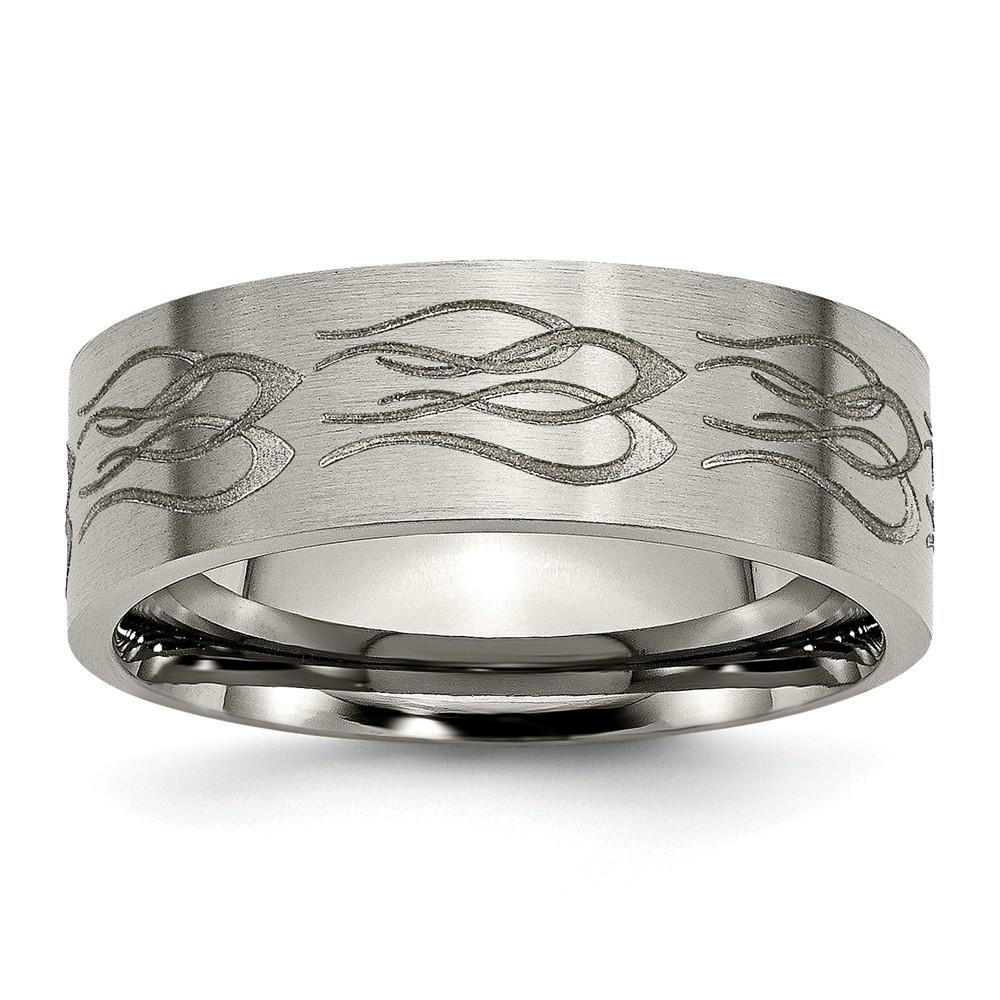 Jewelryweb Titanium Flat 8mm Brushed Band Ring - Size 9