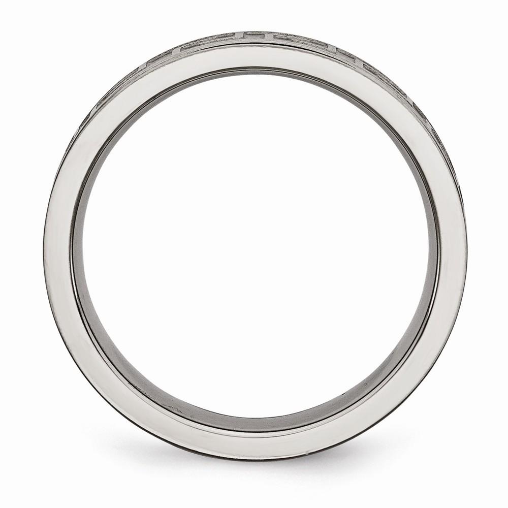 Jewelryweb Titanium Greek Key 6mm Satin and Polished Band Ring - Size 12.5
