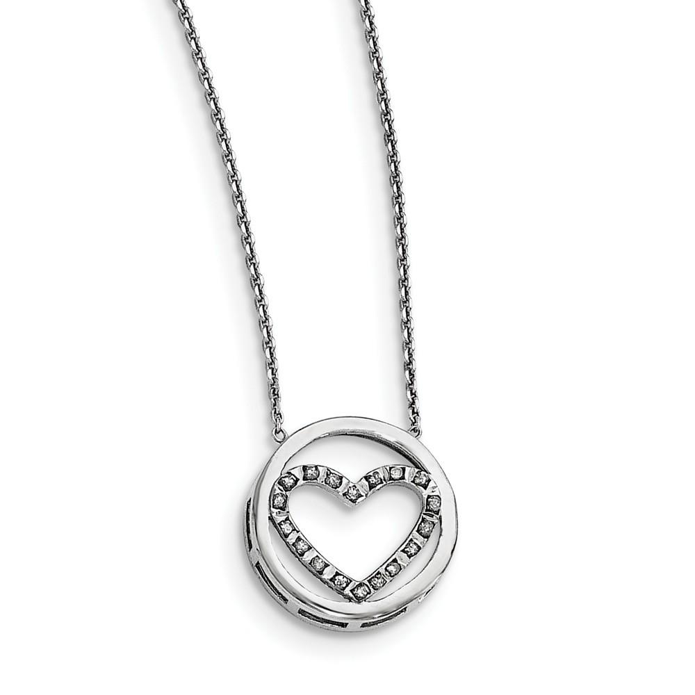 Jewelryweb Sterling Silver Diamond Mystique Circle With Heart 17 Inch Necklace
