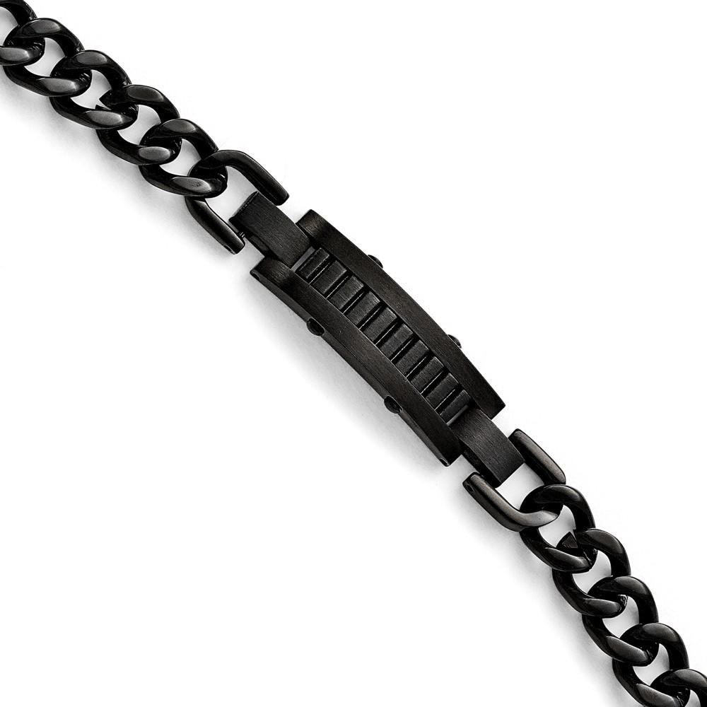 Jewelryweb Stainless Steel Polished and Brushed Black Ip-plated Bracelet - 8.25 Inch