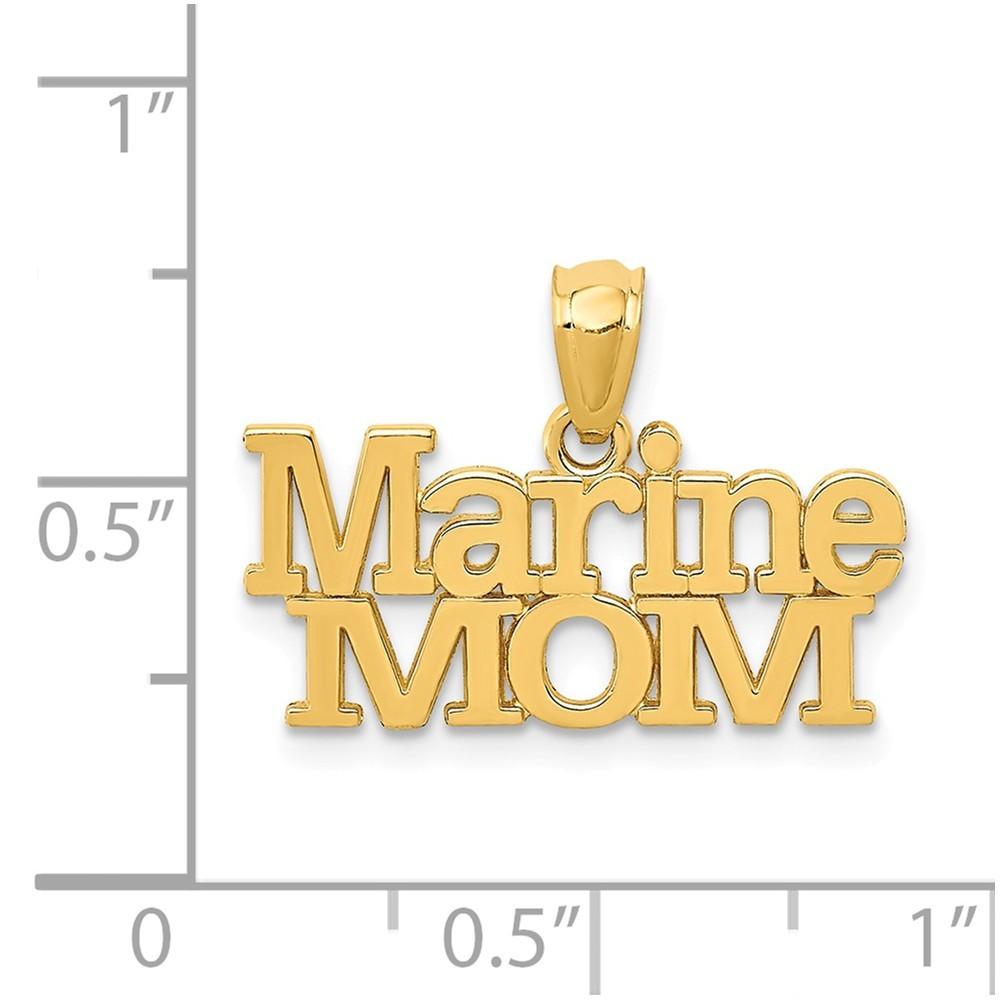Jewelryweb 14k Yellow Gold Marine Mom Pendant - Measures 14x20mm
