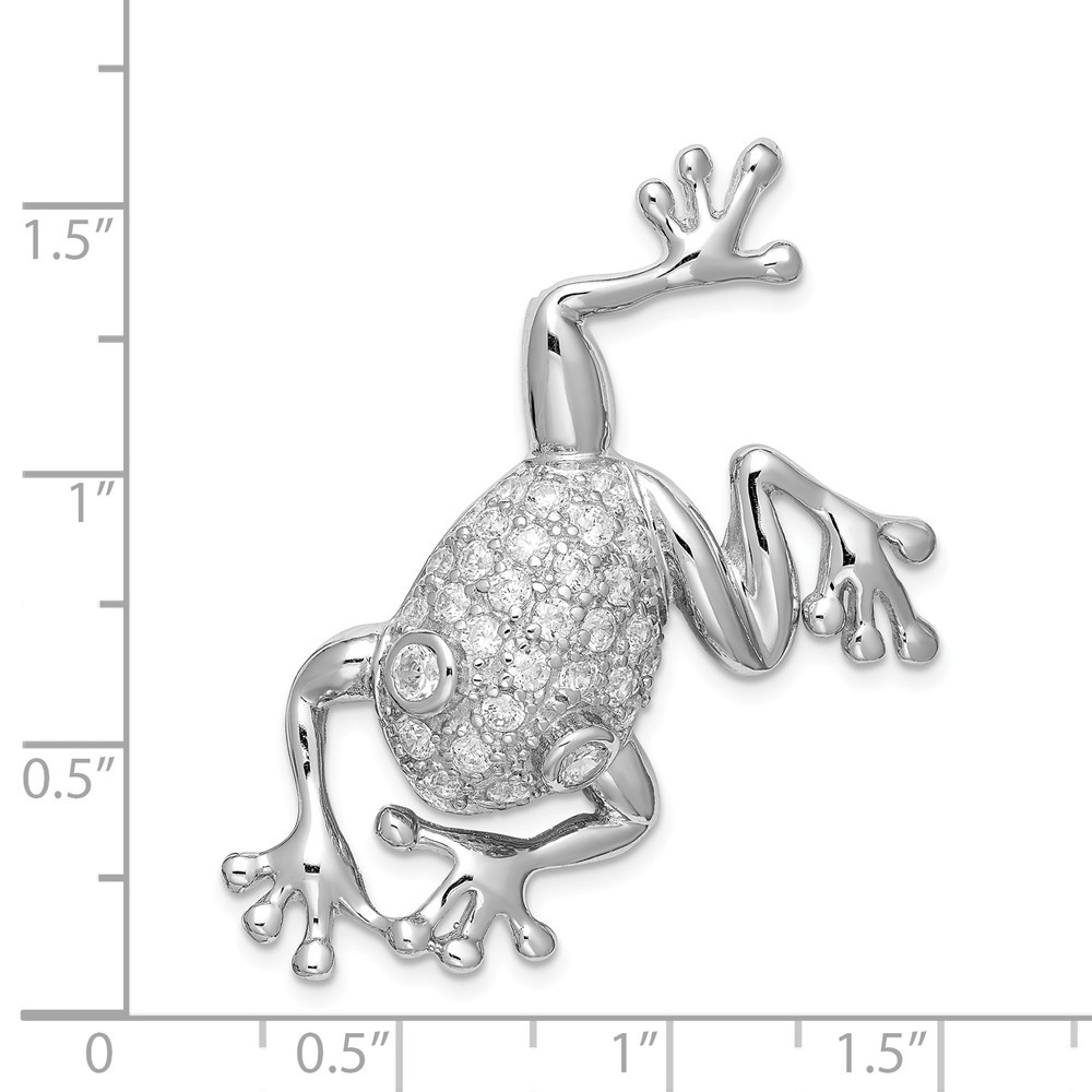 Jewelryweb Sterling Silver Cubic Zirconia Frog Pin