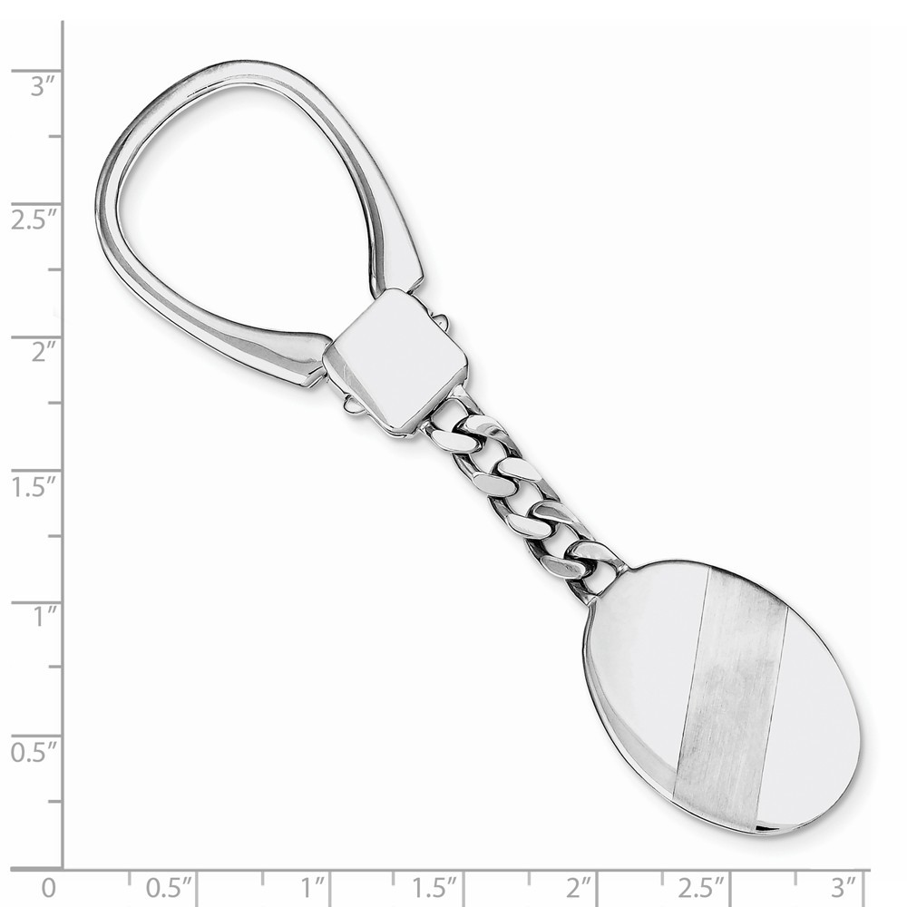 Jewelryweb Sterling Silver Rhodium Plated Brushed and Polished Key Chain