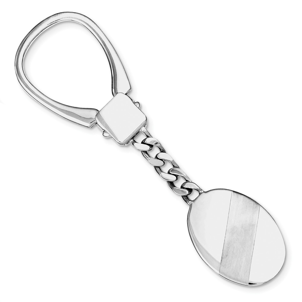 Jewelryweb Sterling Silver Rhodium Plated Brushed and Polished Key Chain