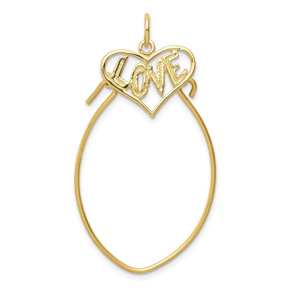 Jewelryweb 10k Yellow Gold Love in Heart Charm Holder