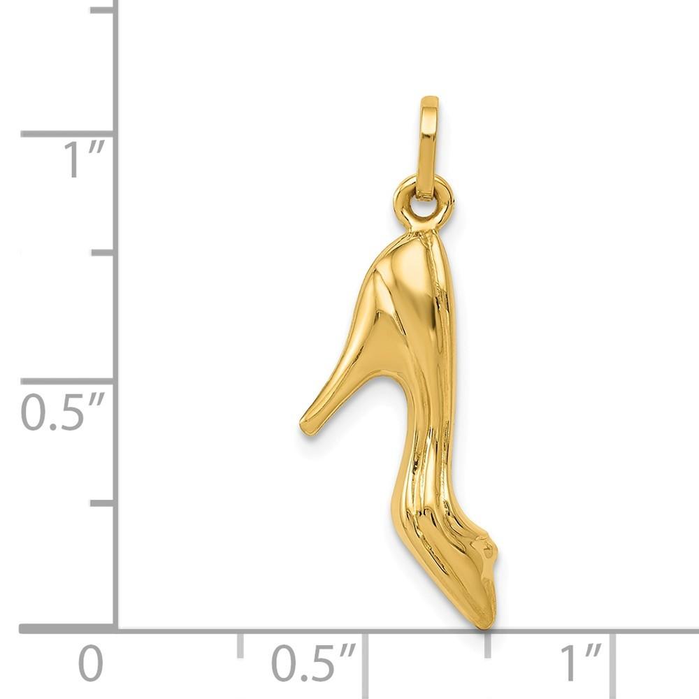 Jewelryweb 14k Yellow Gold High Heel Shoe Charm - Measures 23x12mm