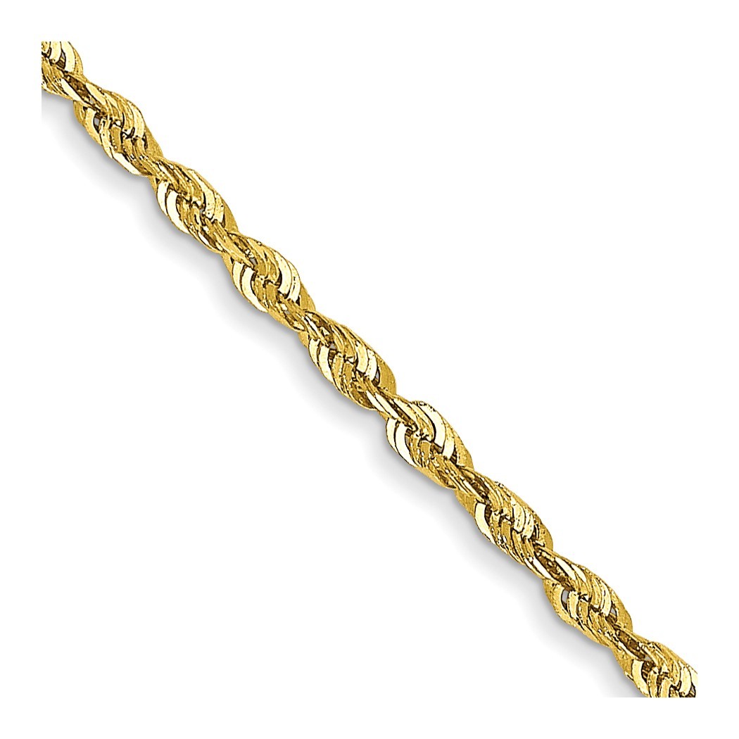Jewelryweb 10k Yellow Gold 1.5mm Sparkle-Cut Extra-Lite Rope Chain Bracelet - 9 Inch