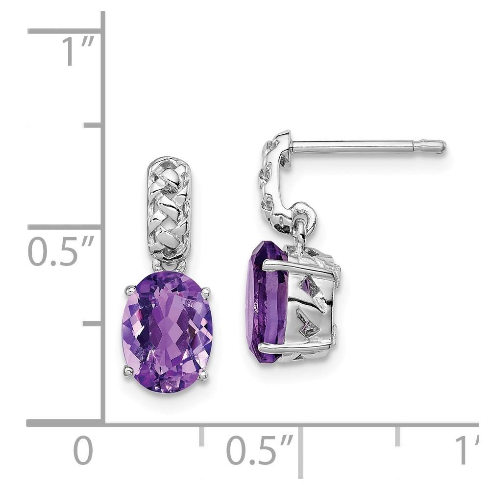 Jewelryweb Sterling Silver Amethyst Earrings - Measures 15x6mm Wide