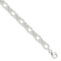 Jewelryweb Sterling Silver Polished Fancy Link Bracelet - 7.75 Inch