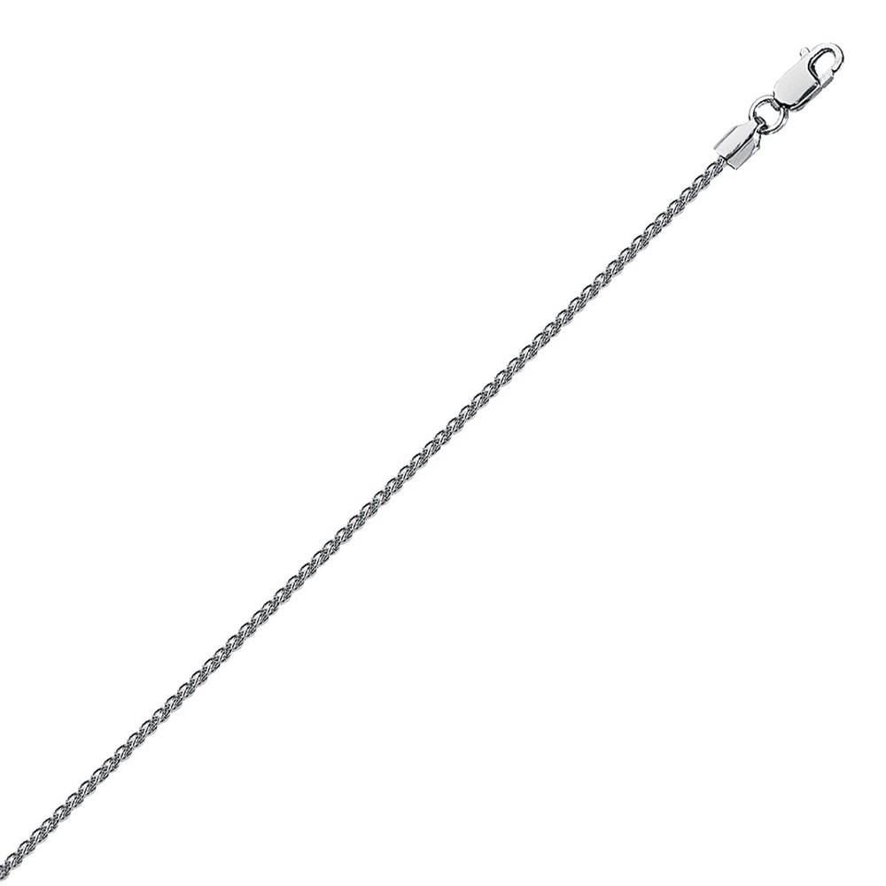Jewelryweb Sterling Silver Rhodium Plated 1.05mm Round Wheat Chain Necklace Lobster Claw Closure - 24 Inch