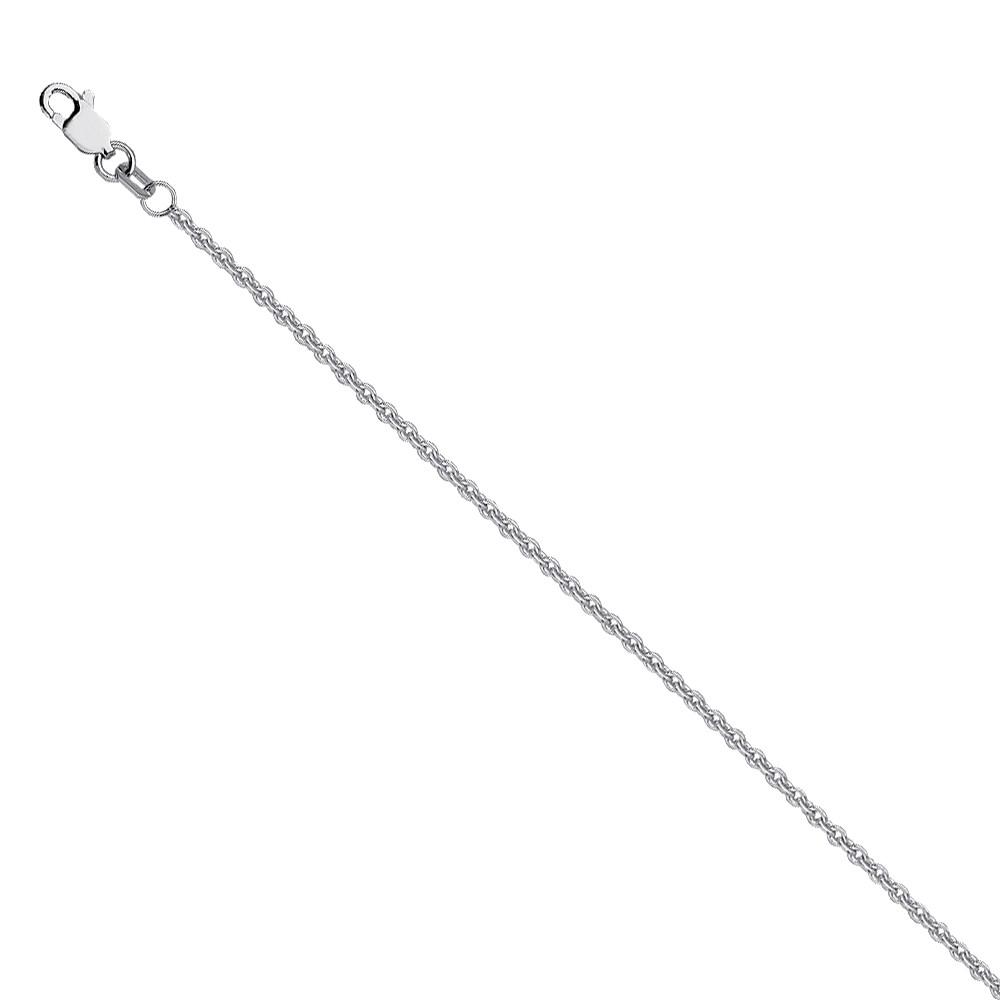 Jewelryweb Sterling Silver Rhodium Plated 2mm Cable Chain Necklace Lobster Claw Closure - 16 Inch