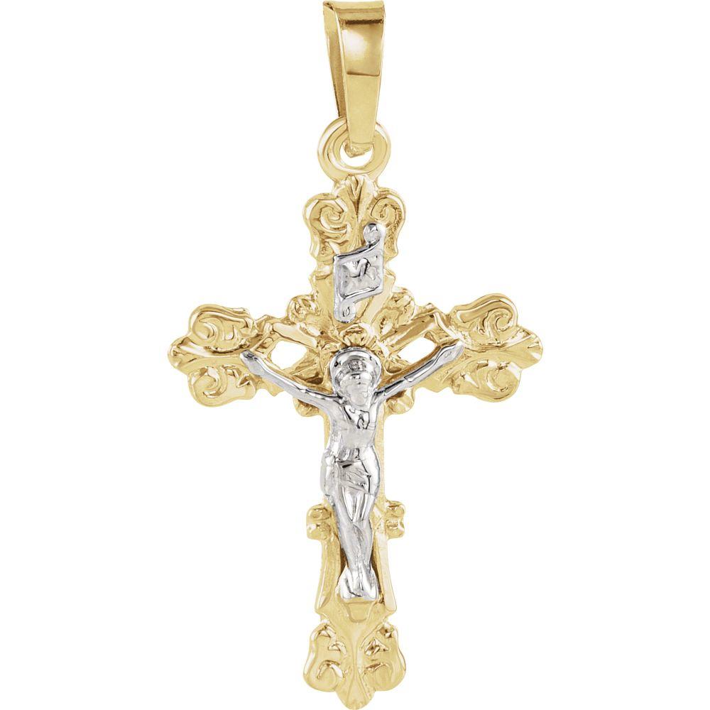 Jewelryweb 14k Yellow Gold Crucifix Pendant 20.5x15mm