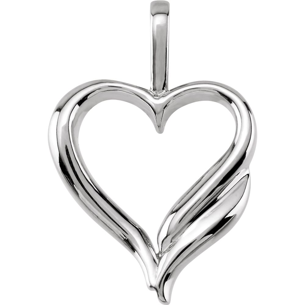 Jewelryweb 14k White Gold Heart Shaped Pendant