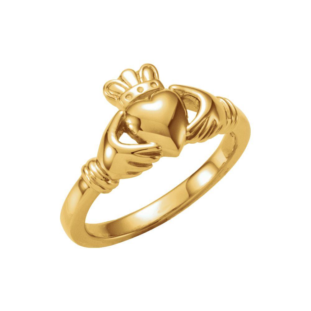 Jewelryweb 14k Yellow Gold Teen Claddagh Ring - Size 6