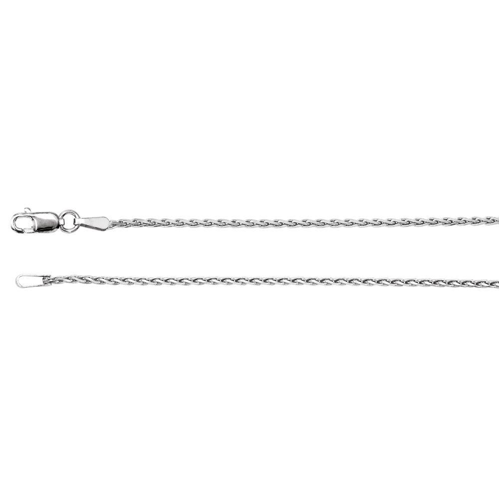 Jewelryweb 14k White Gold Chain Necklace Sparkle-Cut Wheat 20 Inch
