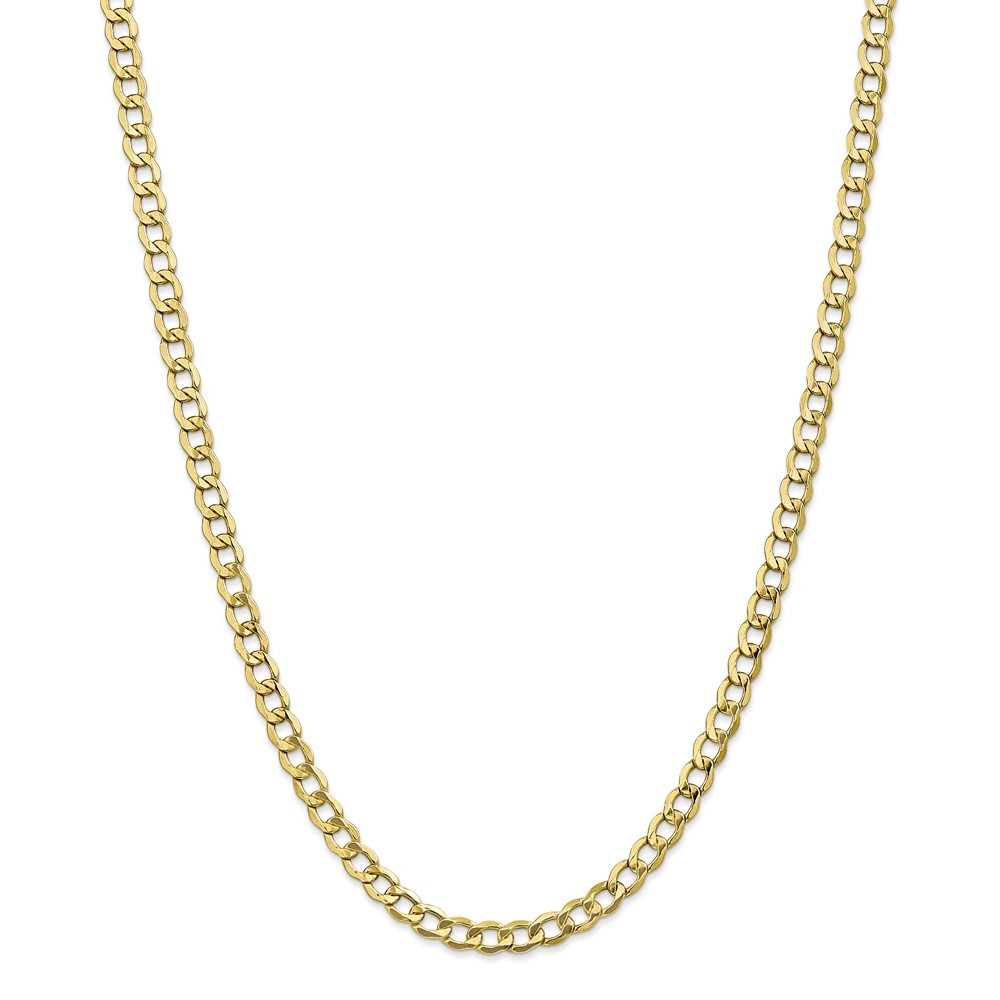 Jewelryweb 10k Yellow Gold 5.25mm Semi-Solid Curb Link Chain Necklace - 24 Inch