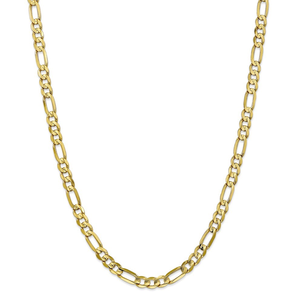 Jewelryweb 10k Yellow Gold Light Figaro Chain Bracelet - 8 Inch - 6mm - Lobster Claw