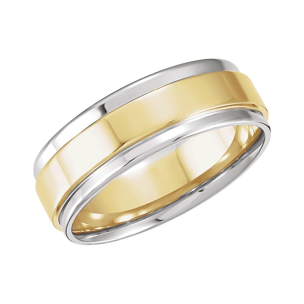 Jewelryweb 14k Two-Tone Gold Comfort Fit Band Ring - Size 7.5