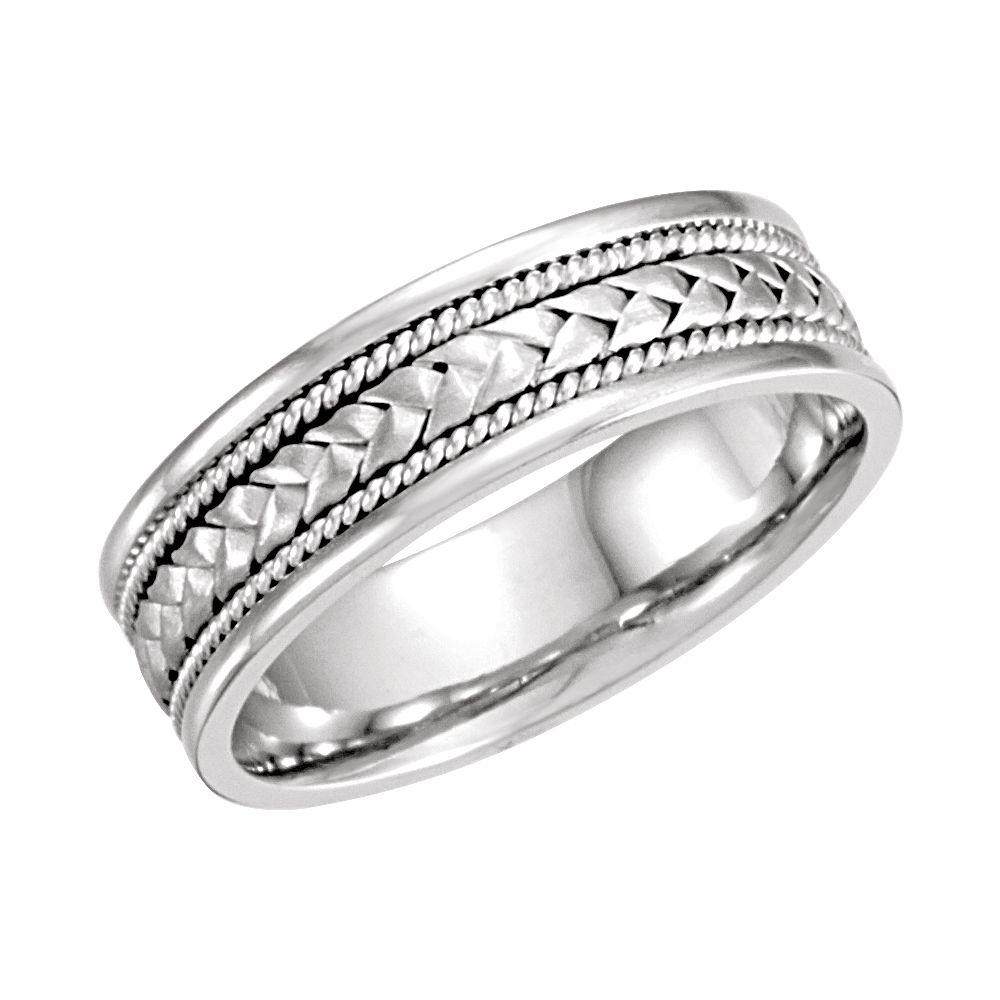 Jewelryweb 14k White Gold Bridal Engagement Ring Hand Woven Band Sz 8.5