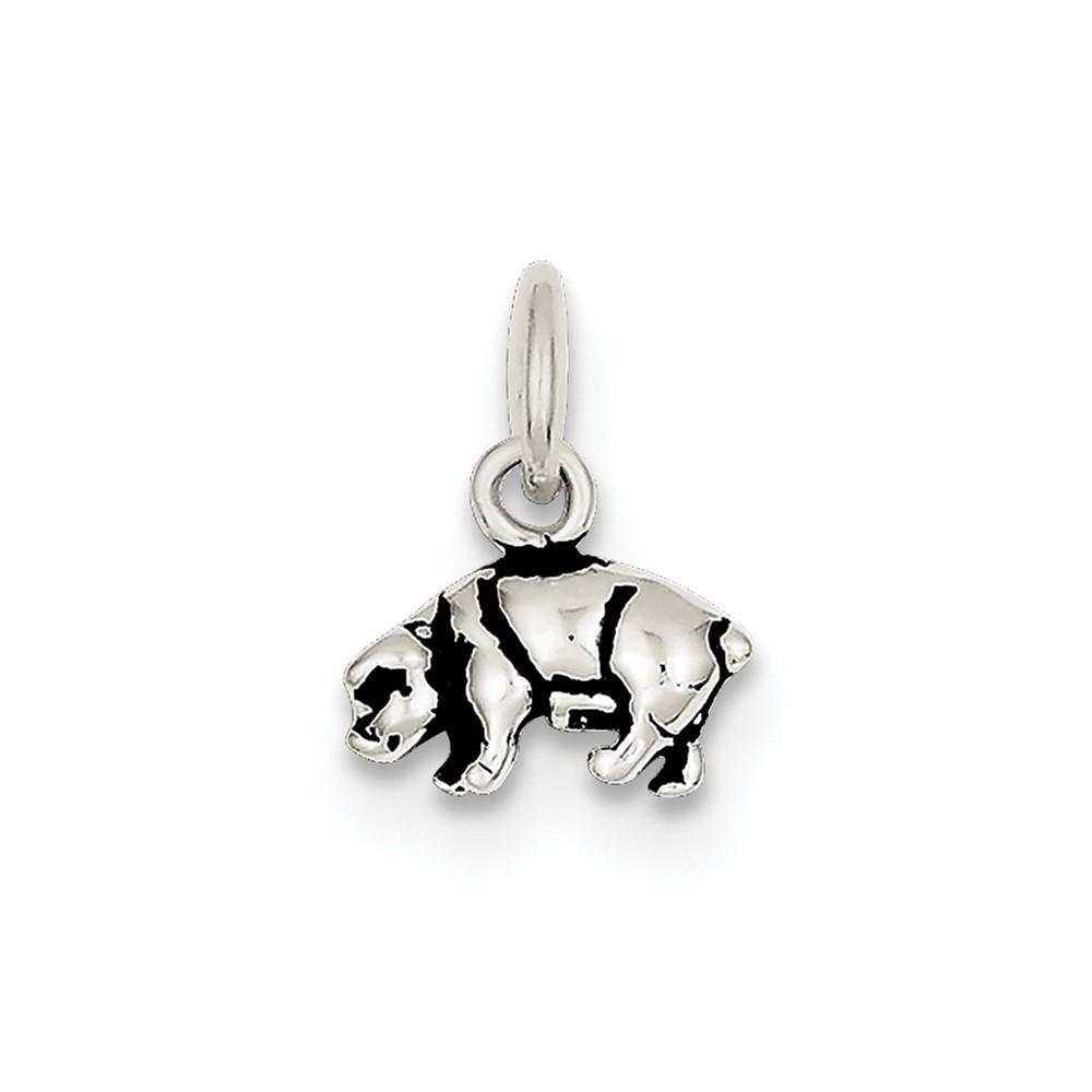 Jewelryweb Sterling Silver Antiqued Pig Charm