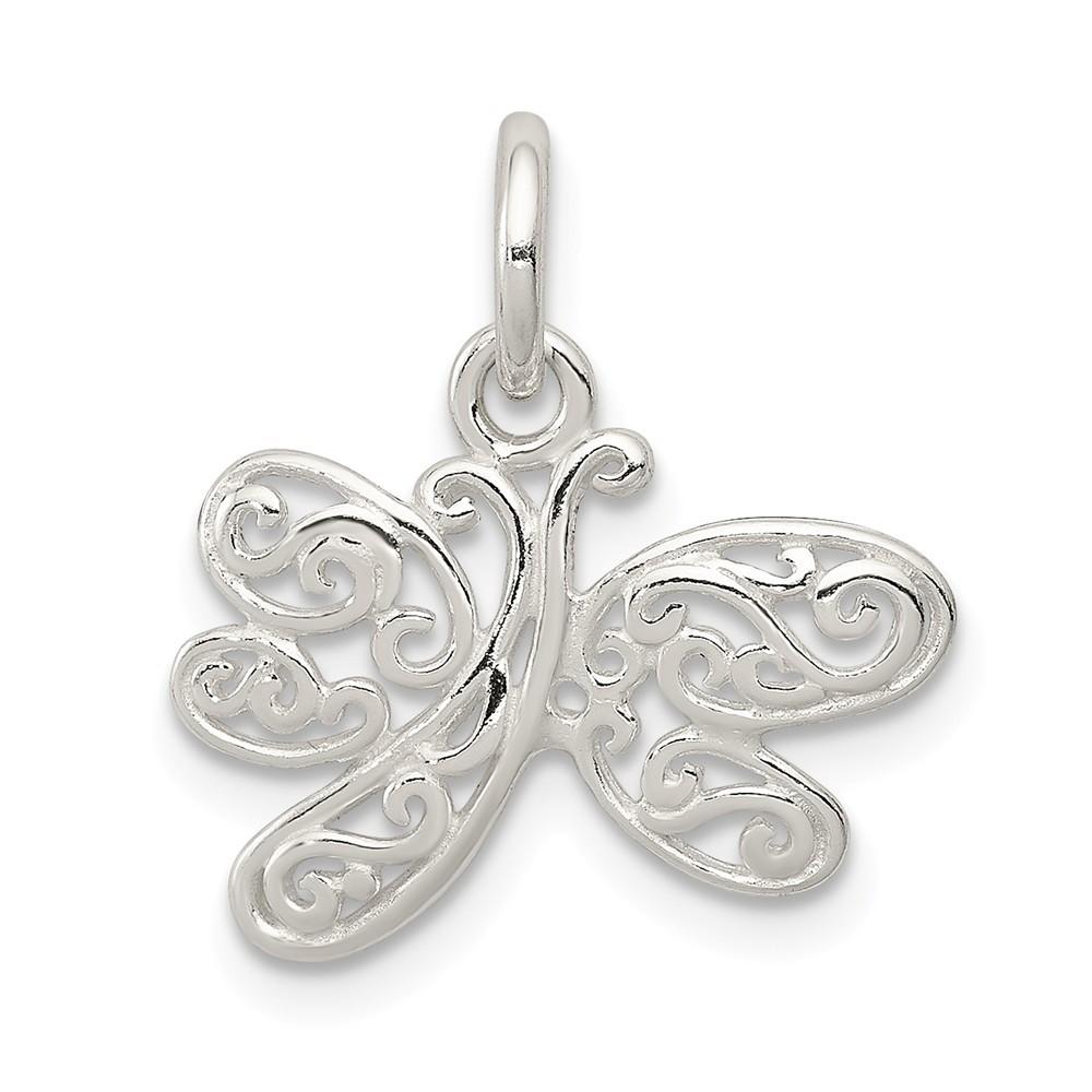 Jewelryweb Sterling Silver Dragonfly Charm