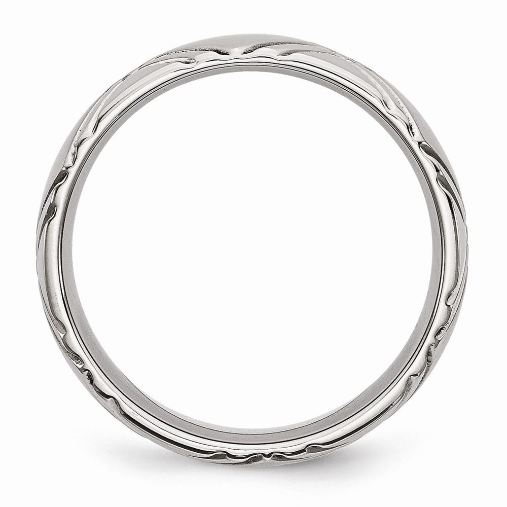 Jewelryweb Stainless Steel Criss-Cross Design 6mm Brushed and Polished Band Ring - Size 12.5