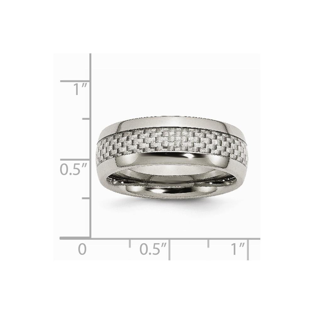 Jewelryweb Stainless Steel and Grey Carbon Fiber 8mm Polished Band Ring - Size 6.5