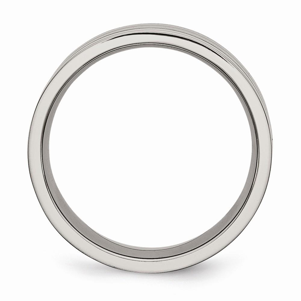 Jewelryweb Titanium Grooved 8mm Brushed Polished Band Ring - Size 7.5