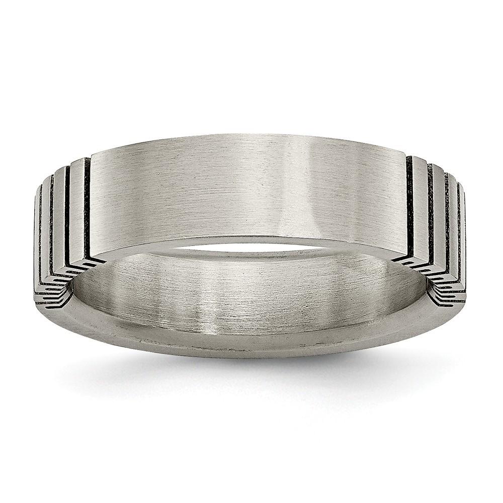 Jewelryweb Titanium Black Accent 6mm Satin Band Ring - Size 13