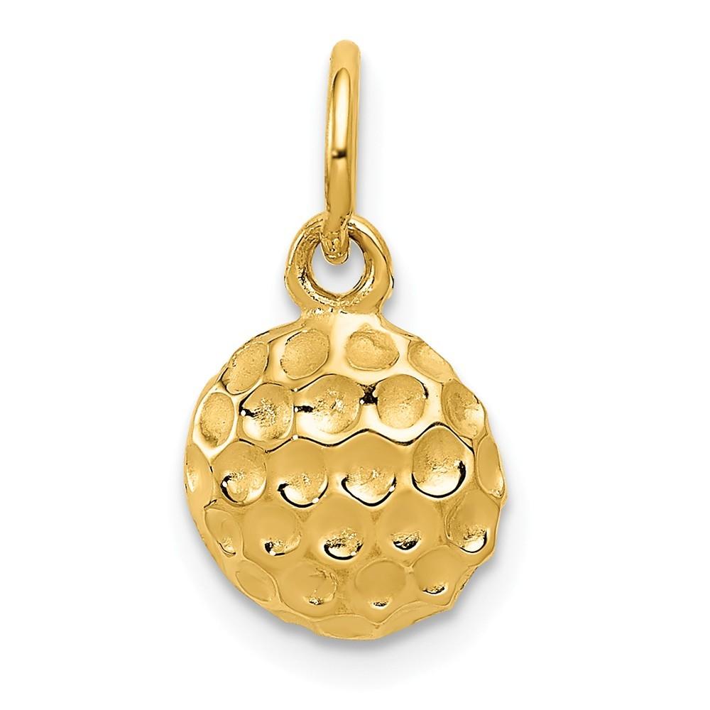 Jewelryweb 14k Yellow Gold Golf Ball Charm - Measures 16.1x9mm