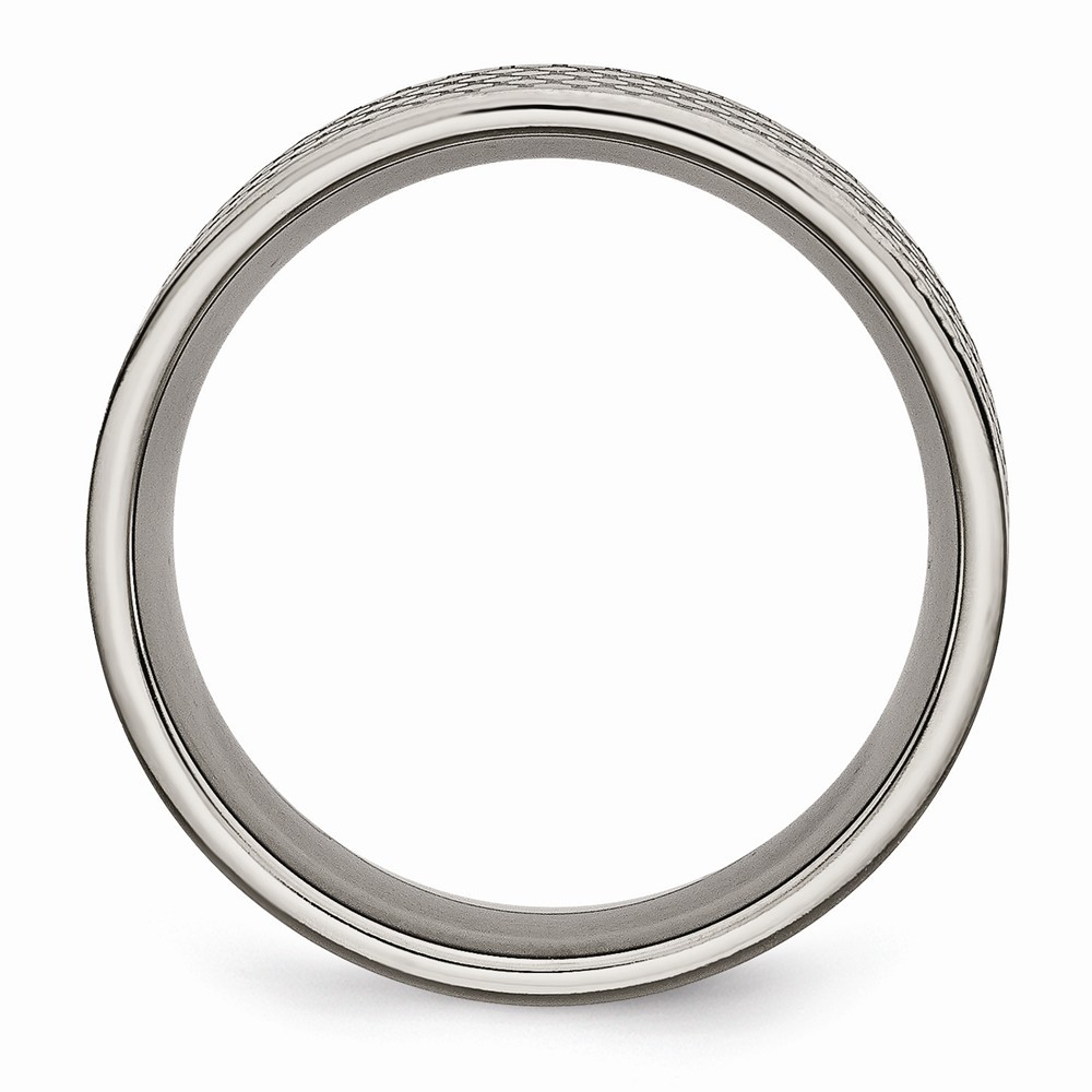 Jewelryweb Titanium 8mm Satin Patterned Band Ring - Size 10.5