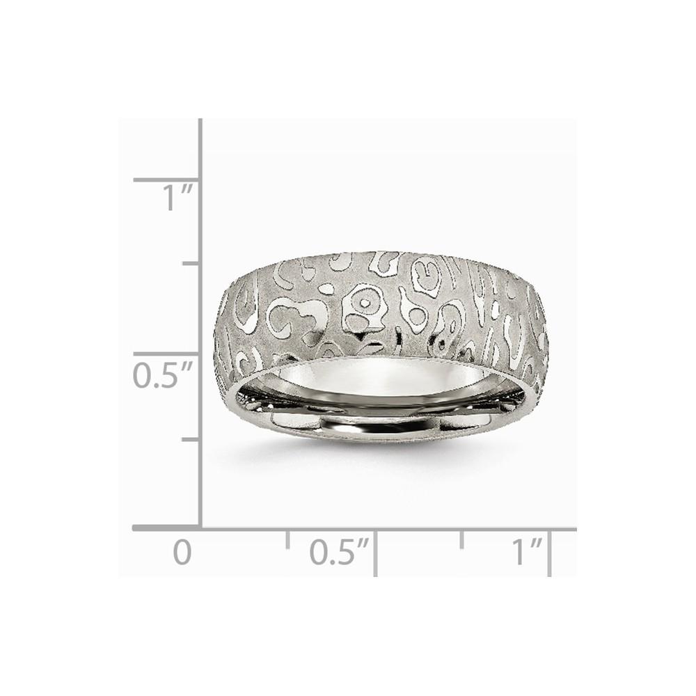 Jewelryweb Titanium Satin and Polished Textured 8mm Band Ring - Size 12