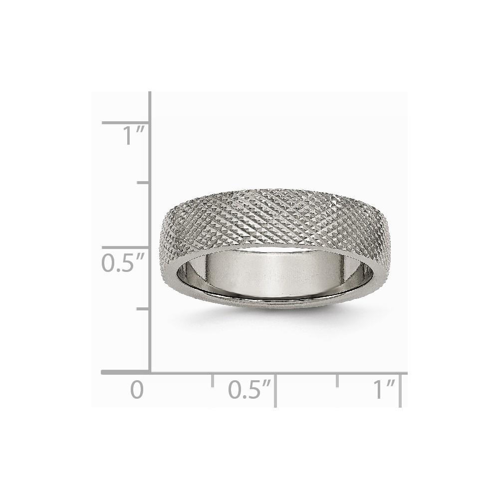 Jewelryweb Titanium 6mm Textured Band Ring - Size 9.5
