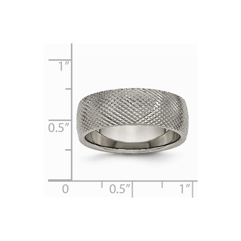 Jewelryweb Titanium 8mm Textured Band Ring - Size 11