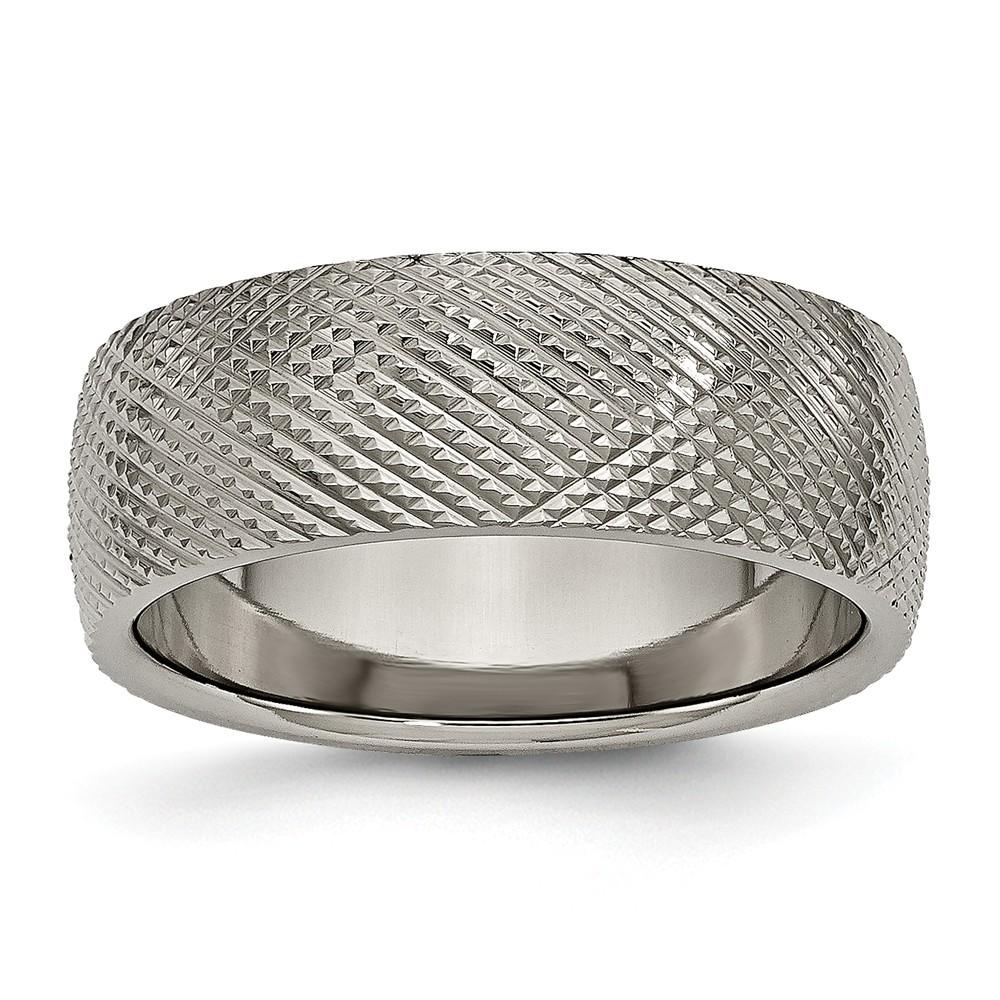 Jewelryweb Titanium 8mm Textured Band Ring - Size 13