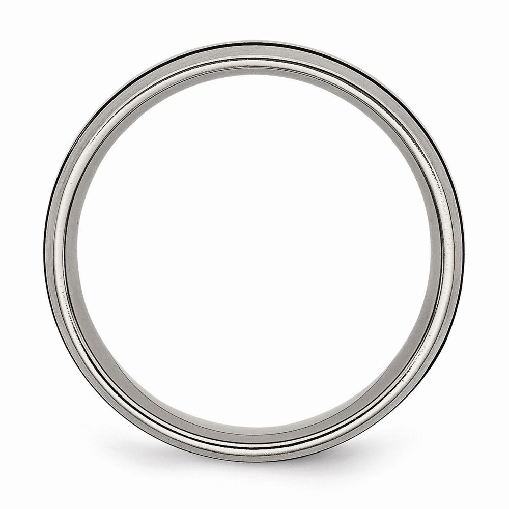 Jewelryweb Titanium Enameled Grooved 8mm Satin Band Ring - Size 12.5