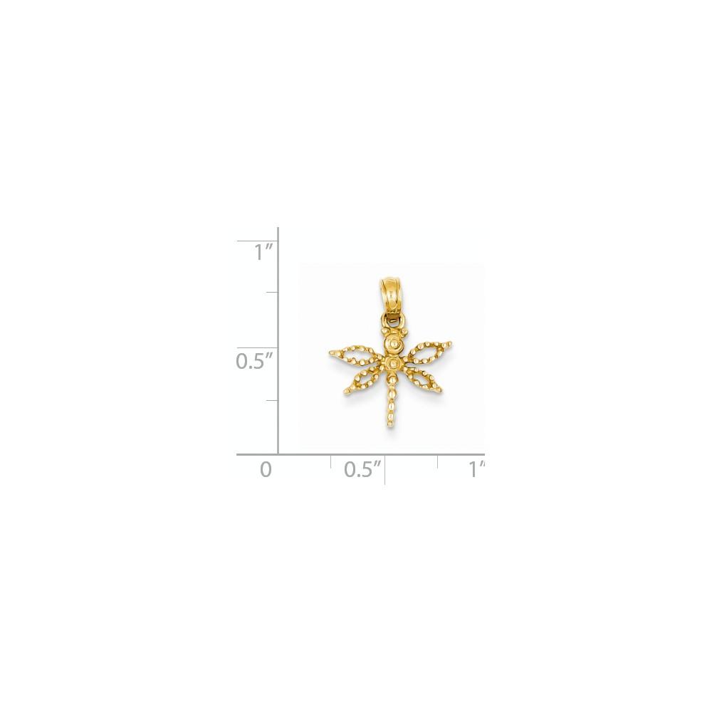 Jewelryweb 14k Yellow Gold Solid Polished Dragonfly Pendant - Measures 17.8x14.7mm