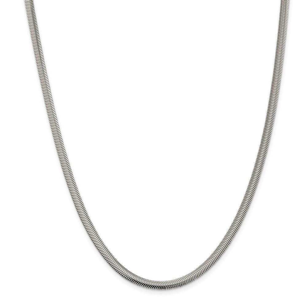 Jewelryweb Sterling Silver 5mm Flat Oval Snake Chain Necklace - 24 Inch - Lobster Claw