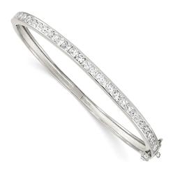 Jewelryweb Sterling Silver Cubic Zirconia Hinged Bangle Bracelet