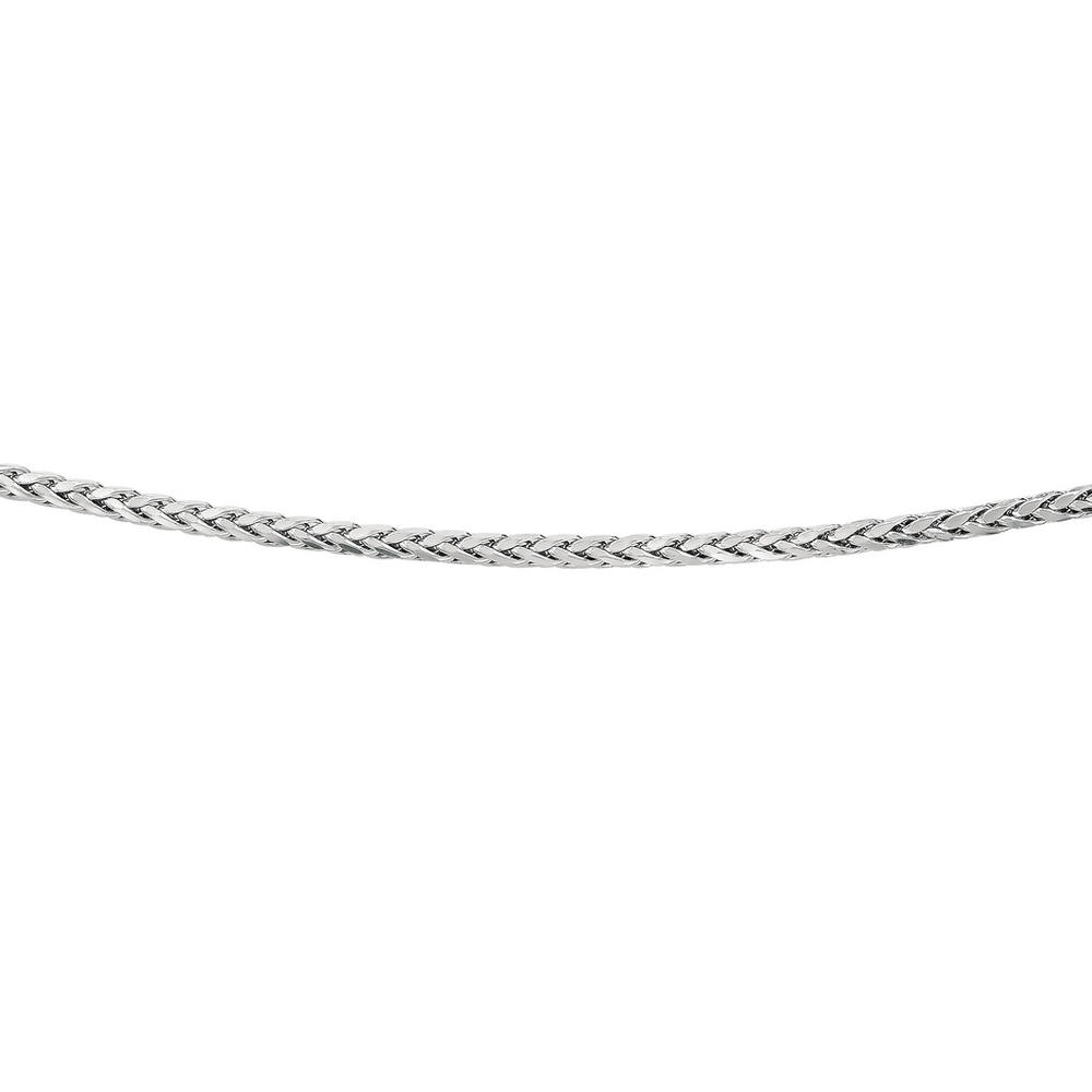 Jewelryweb Sterling Silver Rhodium 3.80mm Diam-cut Rnd Wheat Mens Chain Pear Shape Clasp Necklace - 20 Inch
