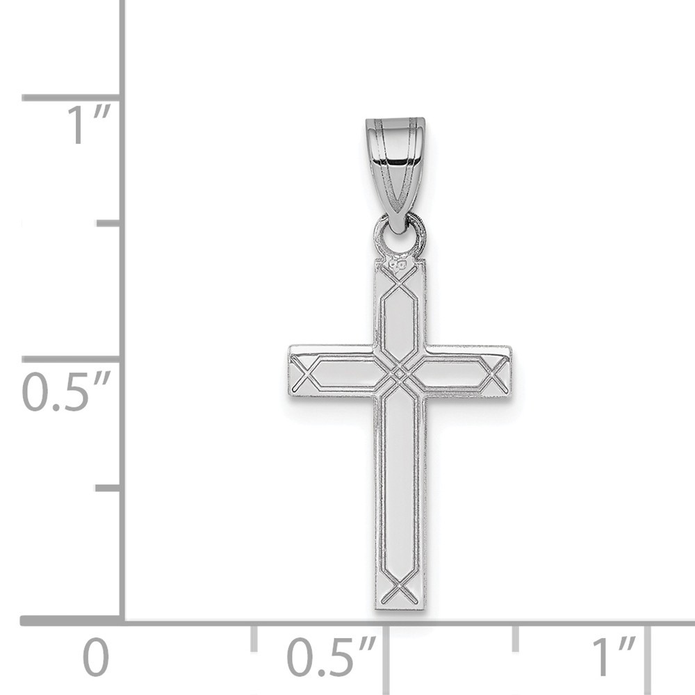 Jewelryweb 14k White Gold Solid Cross Pendant - Measures 17x12mm