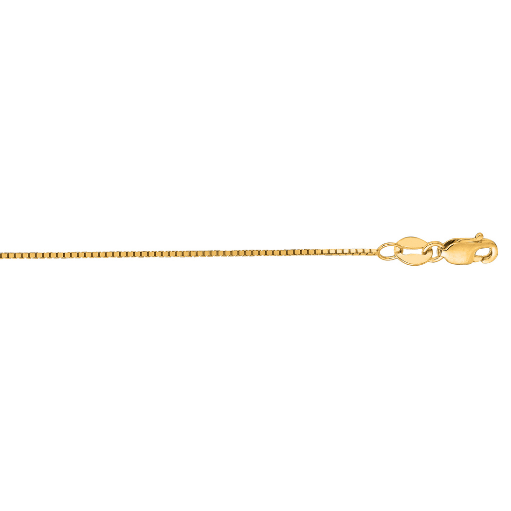 Jewelryweb 14k Yellow Gold 0.7mm Shiny Classic Box Chain With Lobster Clasp Necklace - 18 Inch