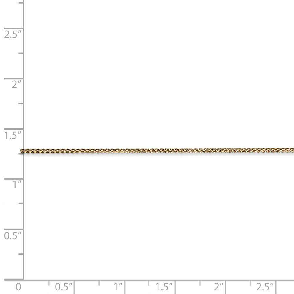 Jewelryweb 14k Yellow Gold 1mm Solid Sparkle-Cut Spiga Chain Bracelet - 7 Inch - Lobster Claw