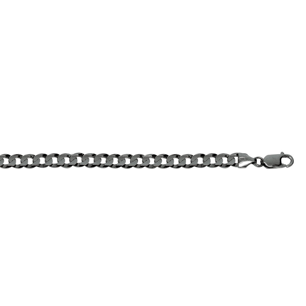 Jewelryweb Sterling Silver 8.5 Inch Black Ruthenium Shiny 6.40mm Diam-cut Curb Type Mens Bracelet Lobster Clasp