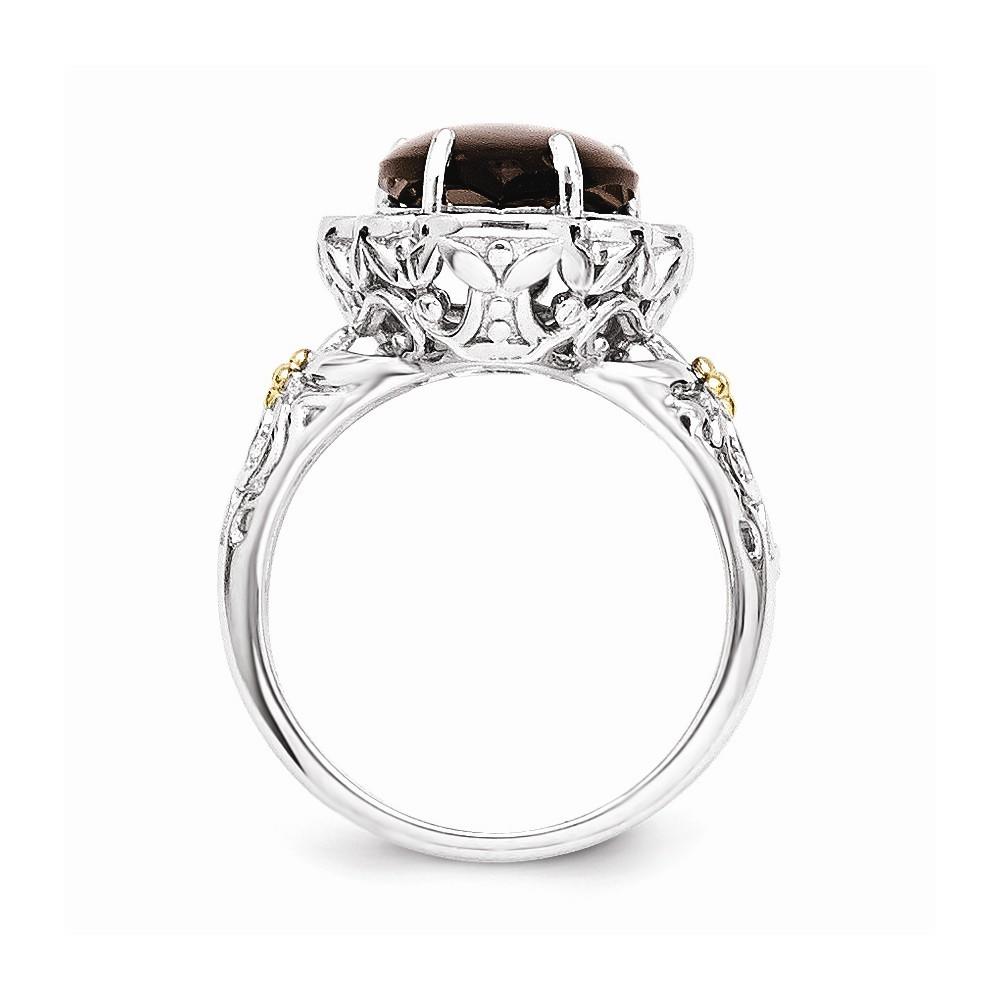 Jewelryweb Sterling Silver With 14k Smokey Quartz Ring - Size 8