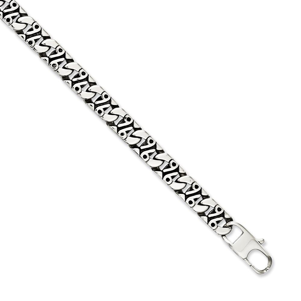 Jewelryweb Stainless Steel Polished and Antiqued Links 8.75inch Bracelet