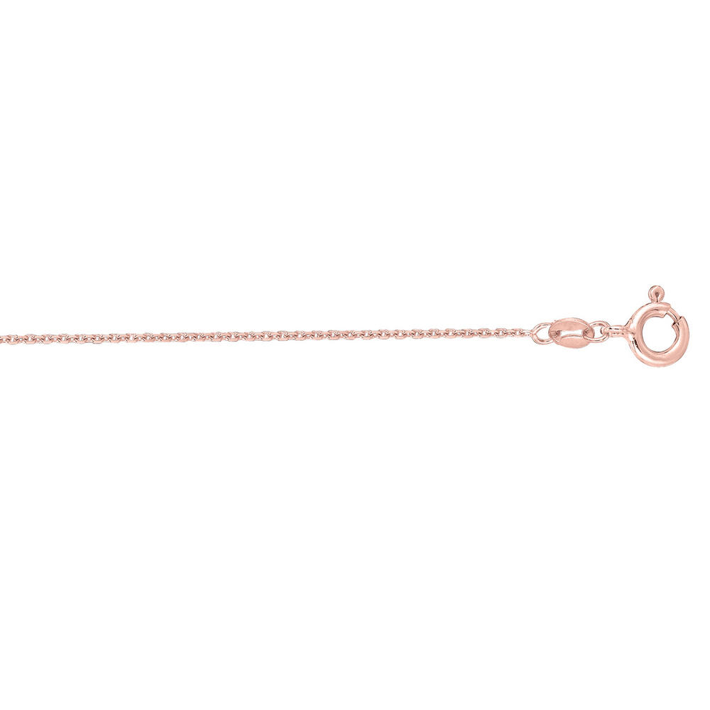 Jewelryweb 14k Rose Gold 1.1mm Sparkle-Cut Cable Link Chain With Spring Ring Clasp Necklace - 17 Inch